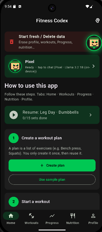 FitnessCodex app screenshot 1